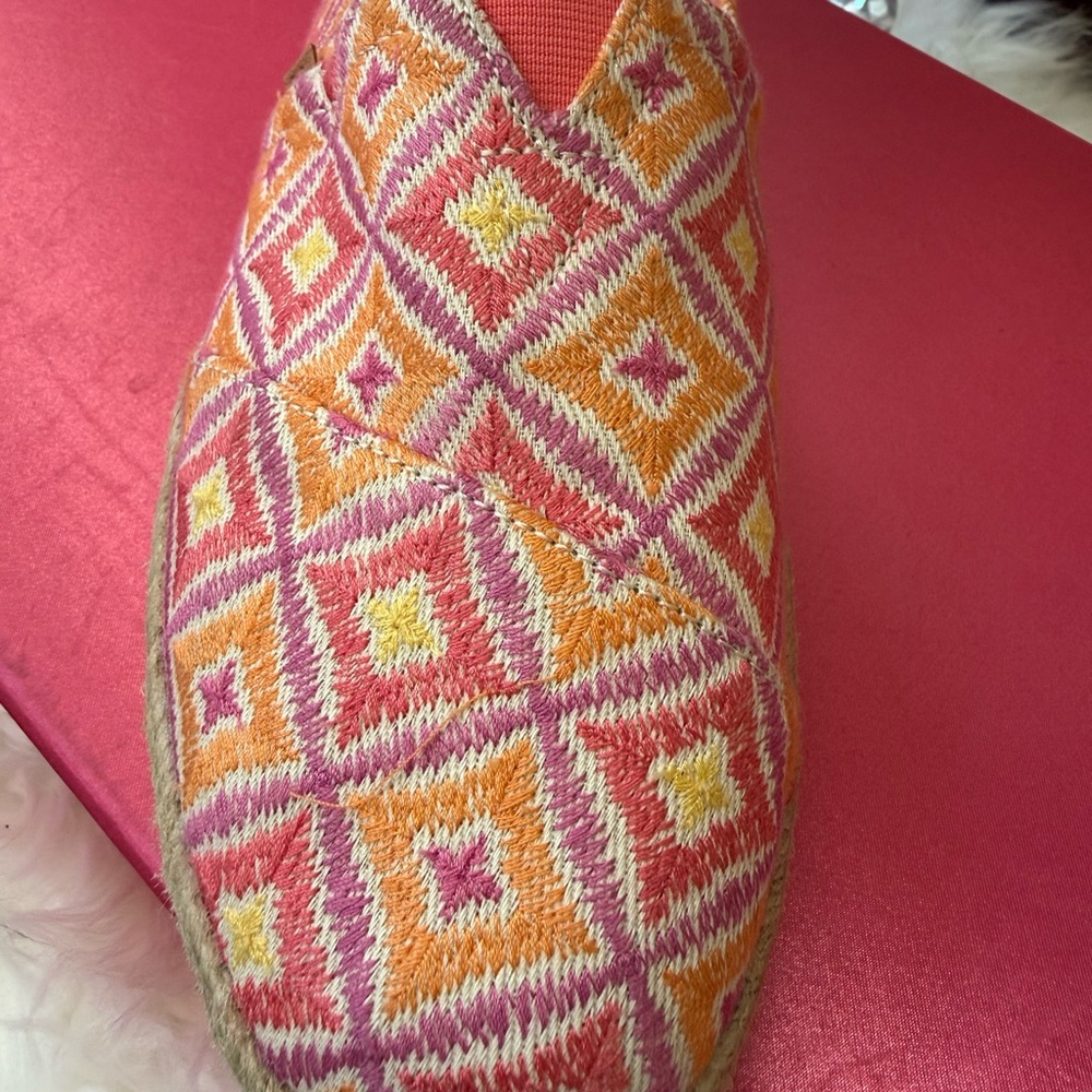 TOMS Unisex Alpargata Rope 2.O Geometric Espadrille Woven Textile Pink & Yellow - Picture 16 of 17